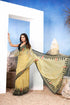 Chic Yellow and Black Georgette Saree with Modern Chessboard Print