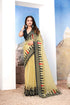 Chic Yellow and Black Georgette Saree with Modern Chessboard Print