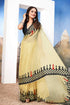 Chic Yellow and Black Georgette Saree with Modern Chessboard Print