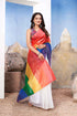 Multicolor Designer Saree with Vibrant Red Blouse and Artistic Pallu