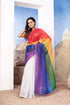 Multicolor Designer Saree with Vibrant Red Blouse and Artistic Pallu