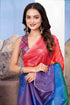 Multicolor Designer Saree with Vibrant Red Blouse and Artistic Pallu
