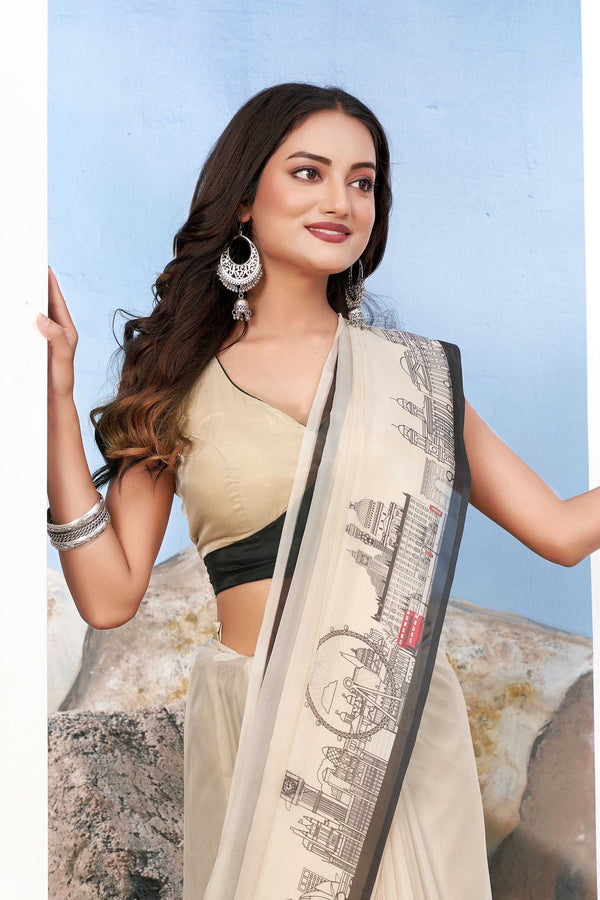 Black And Off White colour simple blouse With different Pattern