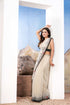 Elegant white creamy Georgette Saree with monuments Design