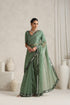 Sage Green Mirror Handwork Saree with Mirrior work Silk Blouse