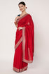Premium Red Georgette Saree with Silver Embroidery
