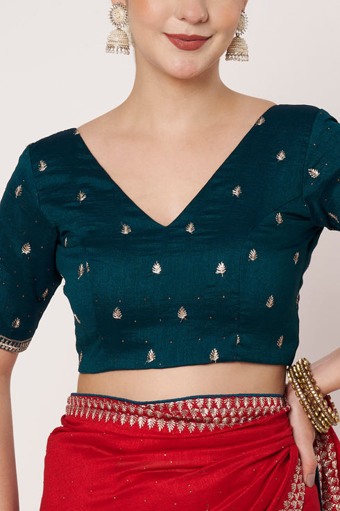 Premium Red Georgette Saree with Silver Embroidery