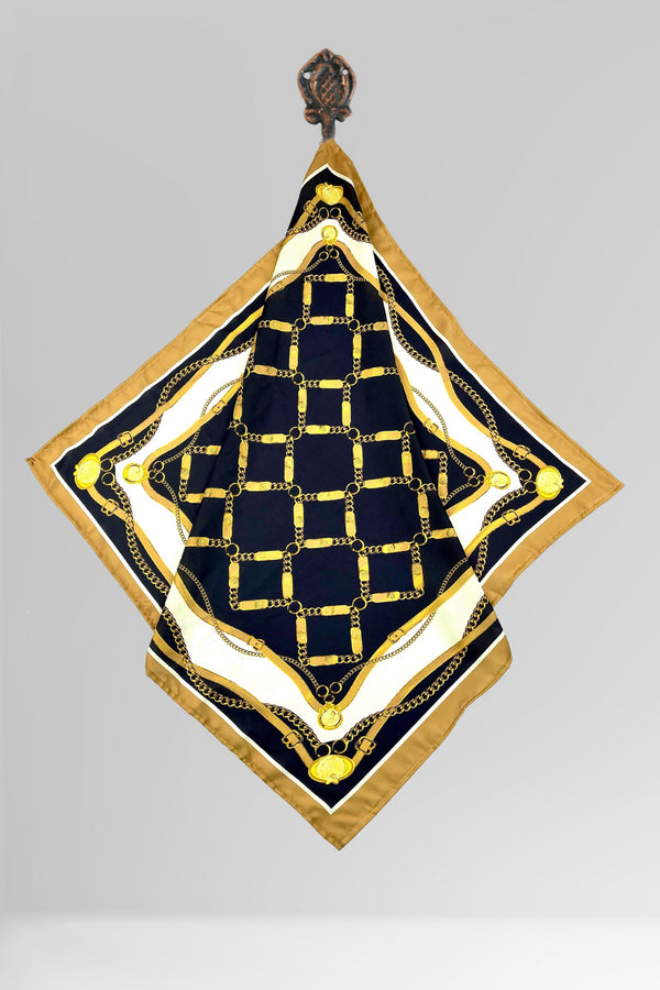 Luxury Gold Chain Digital Print Silk Scarf for Women