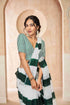 Stylish Green and White Geometric Pattern Saree