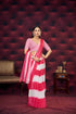 Stylish Pink and White Geometric Pattern Saree