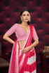 Stylish Pink and White Geometric Pattern Saree