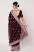 Wine Silk Saree with Siroski Embroidery