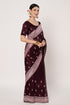 Wine Silk Saree with Siroski Embroidery