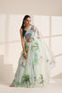 Light Green Organza Printed Saree with Tropical Bird Design