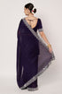Navy Blue Satin Chiffon Saree with Siroski Work