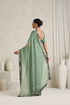 Sage Green Mirror Handwork Saree with Mirrior work Silk Blouse
