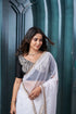 Timeless White Saree with Graceful Golden Lace Border