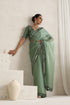 Sage Green Mirror Handwork Saree with Mirrior work Silk Blouse