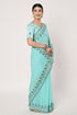 Gold Crush Sea Blue Designer Saree