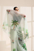 Light Green Organza Printed Saree with Tropical Bird Design