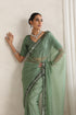 Sage Green Mirror Handwork Saree with Mirrior work Silk Blouse