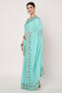 Gold Crush Sea Blue Designer Saree