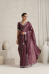 Wine Berry Mirror Handwork Saree with Mirrior work Silk Blouse