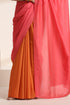 Peach Pink and Orange Silk Saree