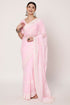 White Embroidered & Sequin Work Baby Pink Georgette Saree