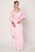 White Embroidered & Sequin Work Baby Pink Georgette Saree