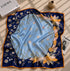Klishaaart Women Blue Floral Print Satin Silk Scarf – Elegant Designer Luxury Square Scarf