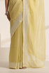 Light Yellow Chiffon Saree with Silver Embroidery Work