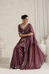 Wine Berry Mirror Handwork Saree with Mirrior work Silk Blouse