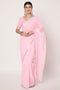 Mirror & Swarovski Work Baby Pink Georgette Saree