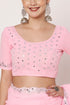Mirror & Swarovski Work Baby Pink Georgette Saree