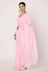 Mirror & Swarovski Work Baby Pink Georgette Saree