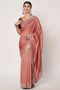 Rust Vichitra Silk Saree with Embroidery & Siroski Work