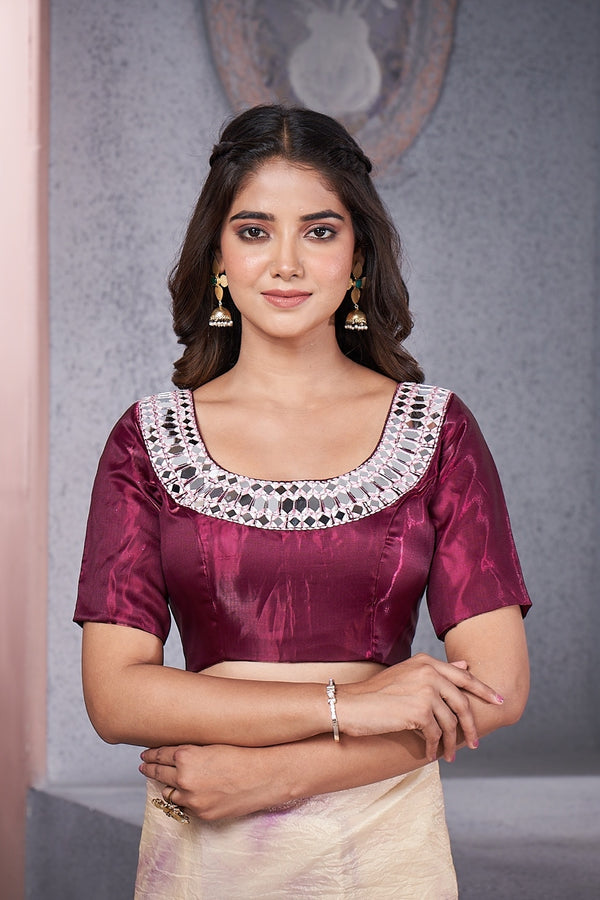 Dark Maroon Have Mirror Work