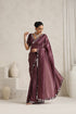 Wine Berry Mirror Handwork Saree with Mirrior work Silk Blouse