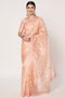 Peach Organza Saree with Embroidery, Jarkan & Mirror Work