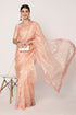 Peach Organza Saree with Embroidery, Jarkan & Mirror Work