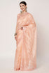 Peach Organza Saree with Embroidery, Jarkan & Mirror Work