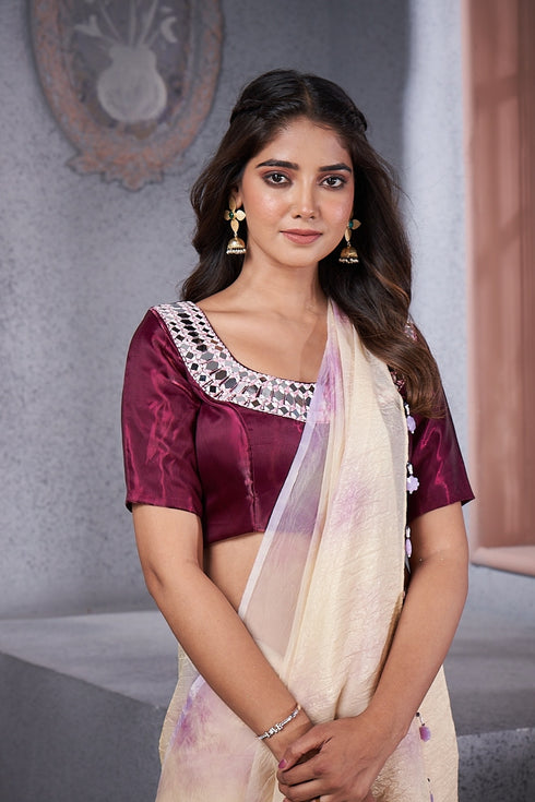 Dark Maroon Have Mirror Work