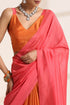 Peach Pink and Orange Silk Saree