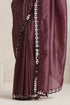 Wine Berry Mirror Handwork Saree with Mirrior work Silk Blouse