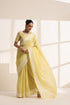 Light Yellow Chiffon Saree with Silver Embroidery Work