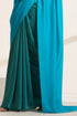 Blue And Teal Green Silk Saree with Matching Blouse