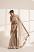 Golden Beige Organza Saree with Silver Border