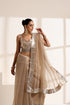 Golden Beige Organza Saree with Silver Border