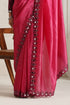 Brick Red Mirror Handwork Saree with Mirrior work Silk Blouse